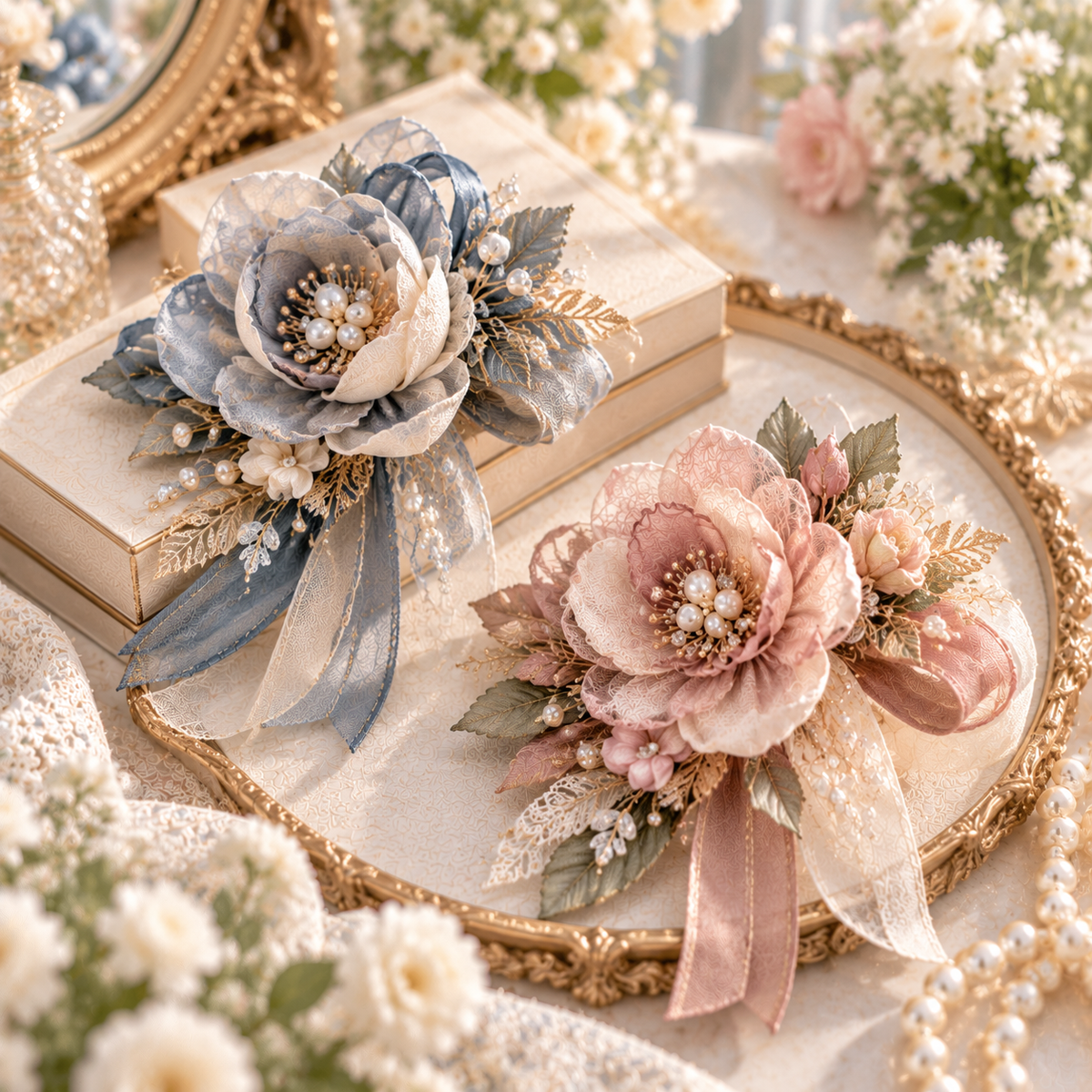 Norvexad™ Vintage Textile Brooch Duo Set