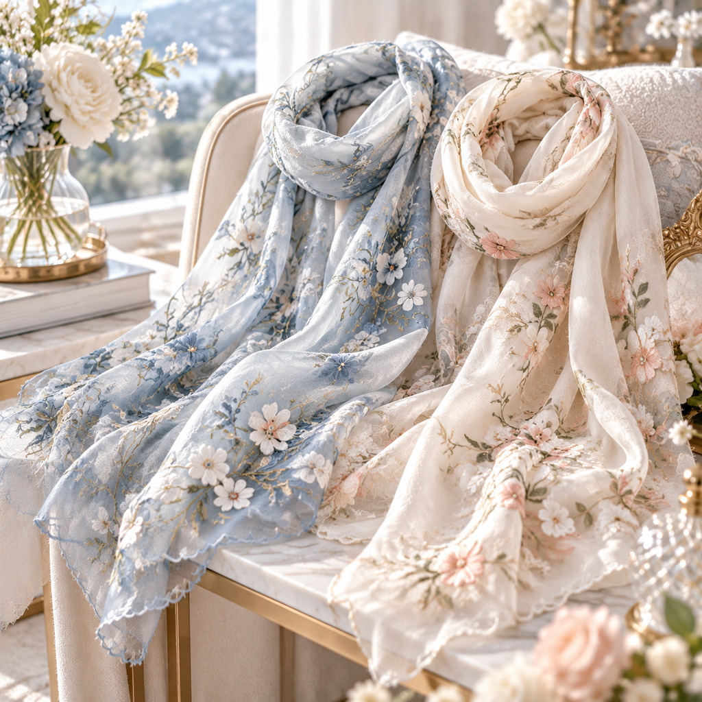 Norvexad™ Floral Embroidered Lightweight Scarf