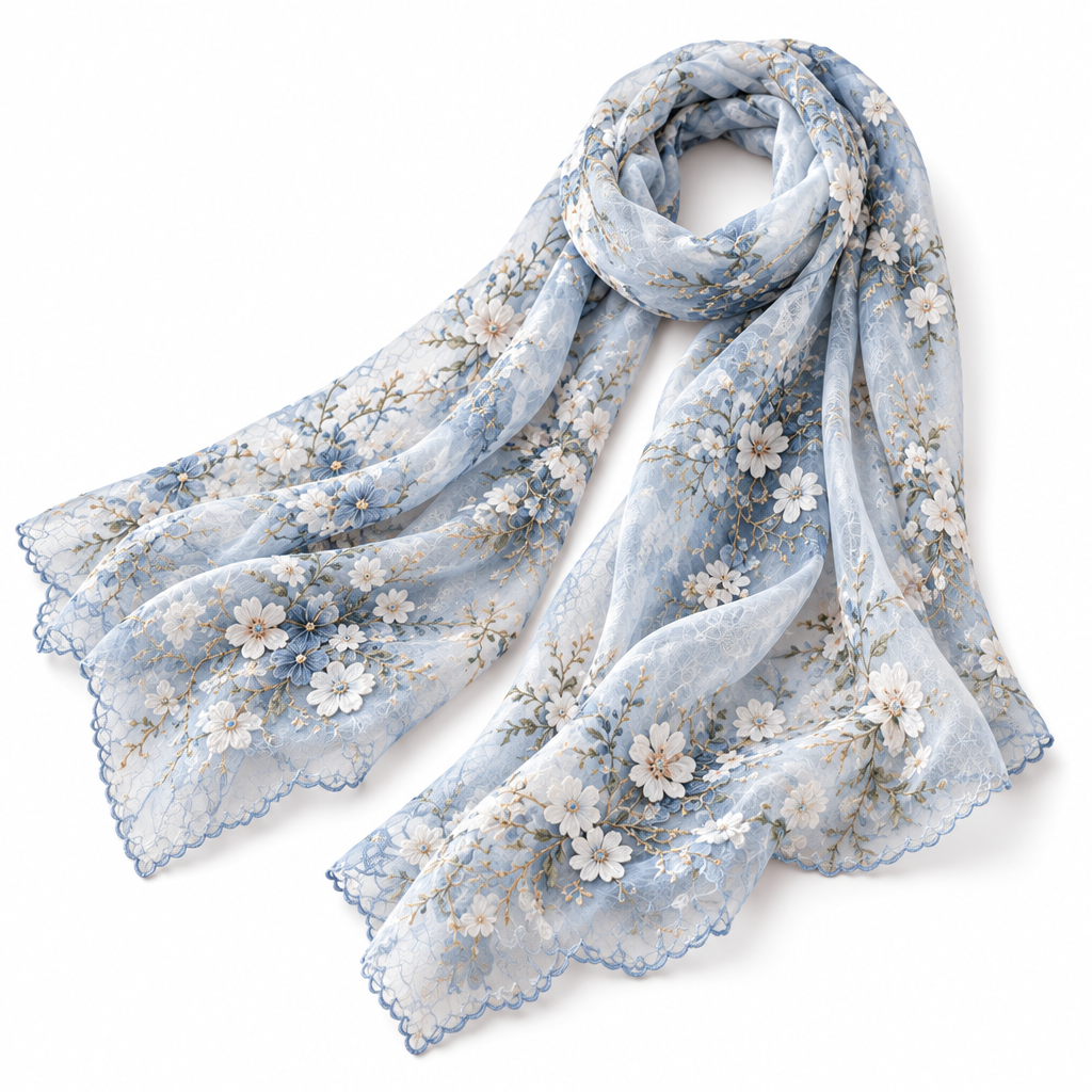Norvexad™ Floral Embroidered Lightweight Scarf