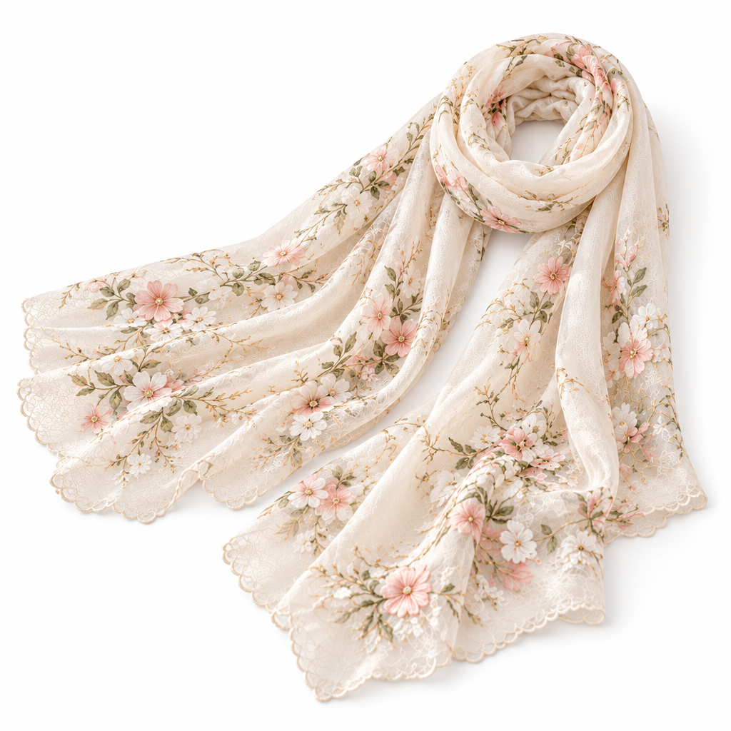 Norvexad™ Floral Embroidered Lightweight Scarf